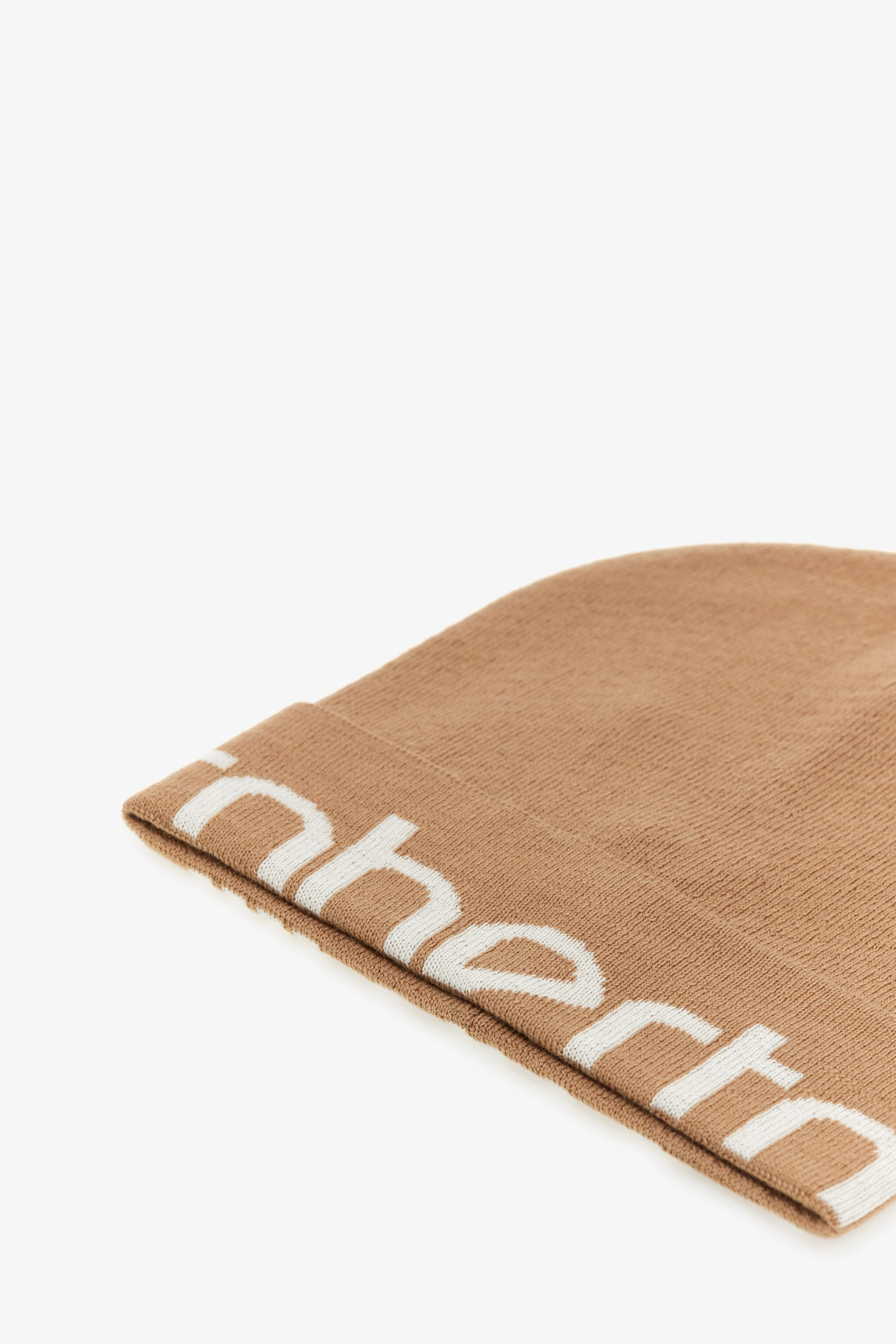 RC Wool Blend Beanie with Logo Light Brown TALR12-IR029