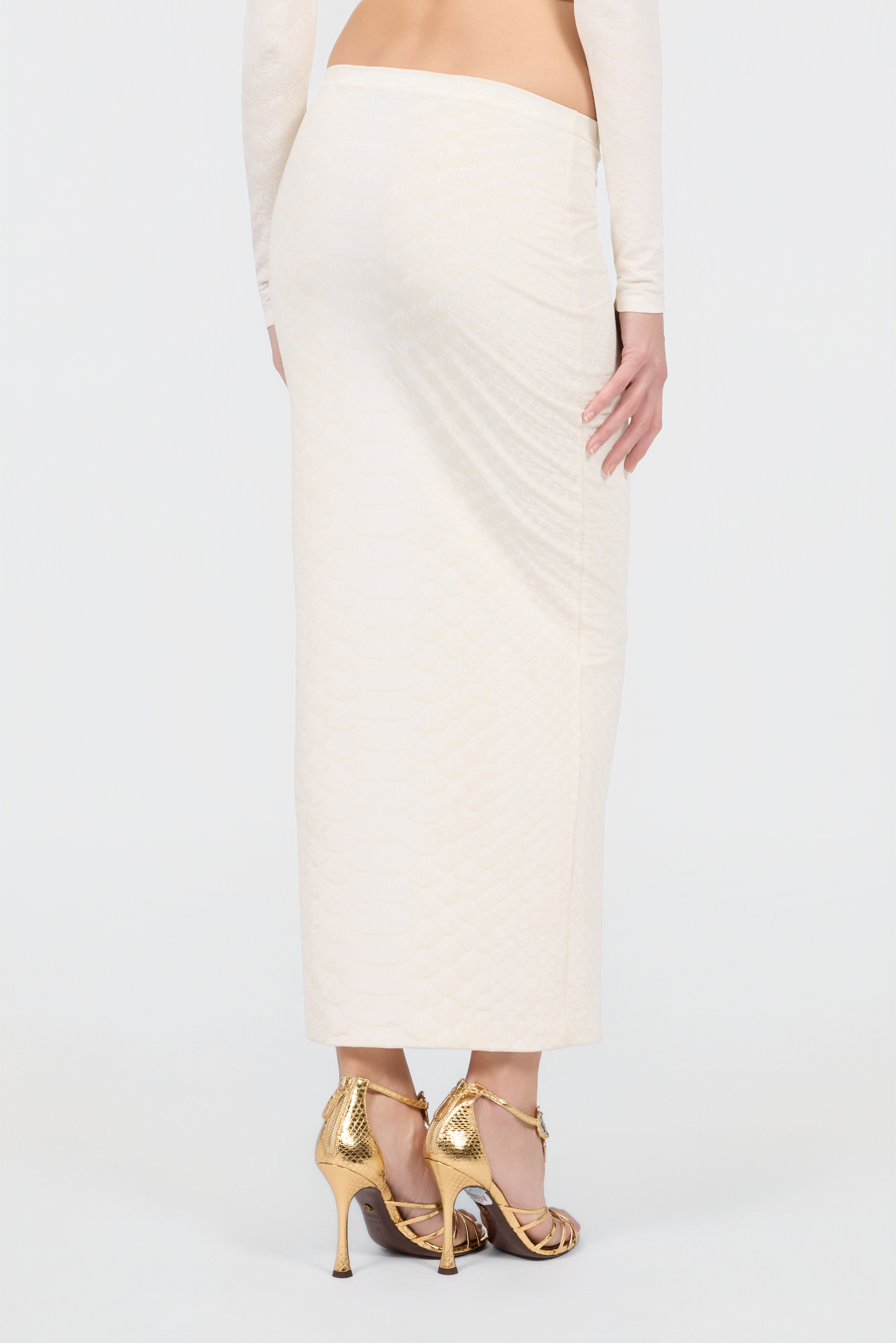 RC Serpentine Print Skirt BIANCO 110602 XQT304-NLS36