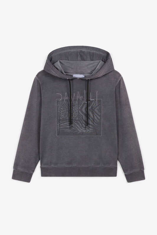 JU Sudadera con capucha y parche Animalier Patchwork GREY OJT930-ISA2J