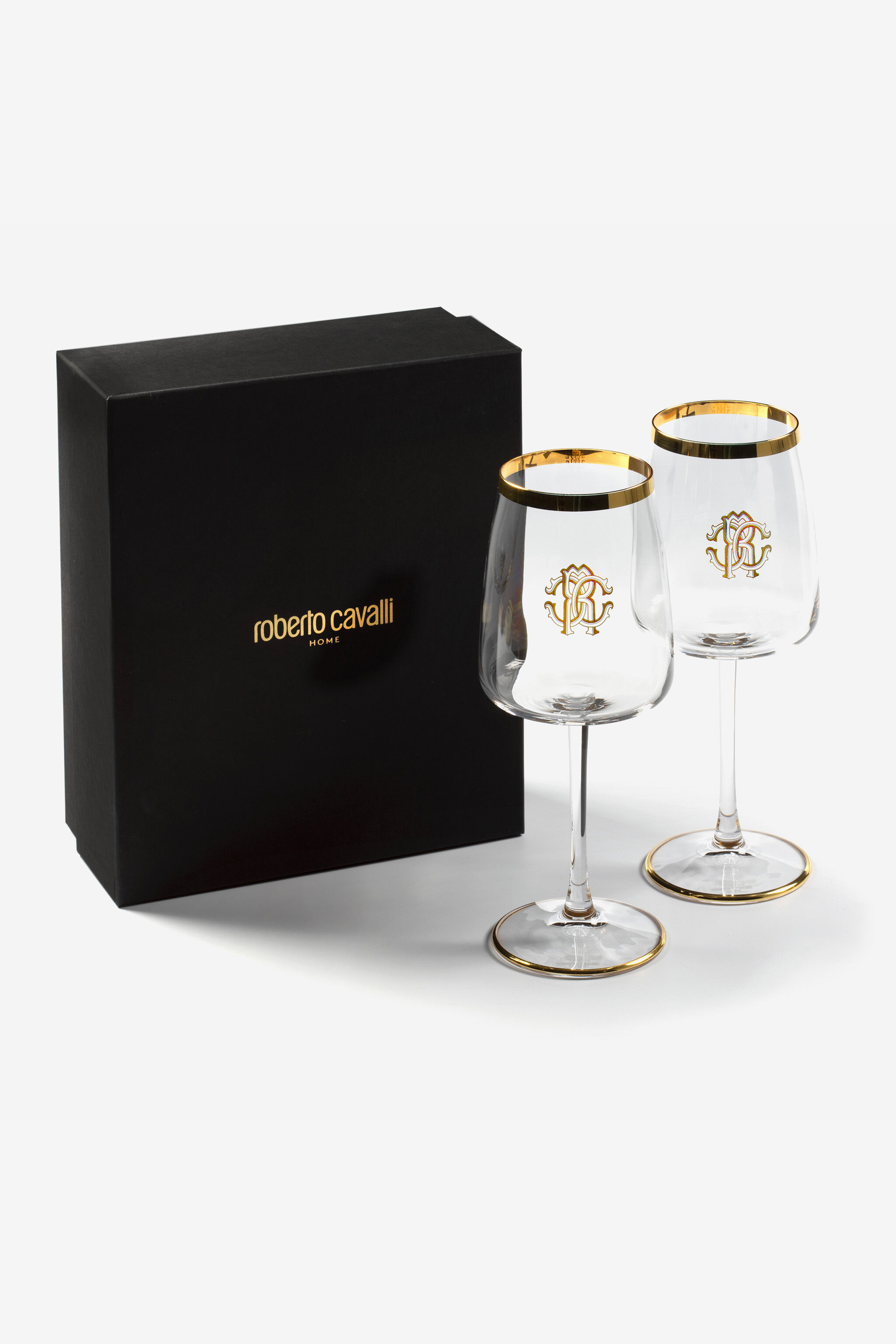 HO Monogram Gold 2 Wine Goblets Set Gold RALA03-IA008