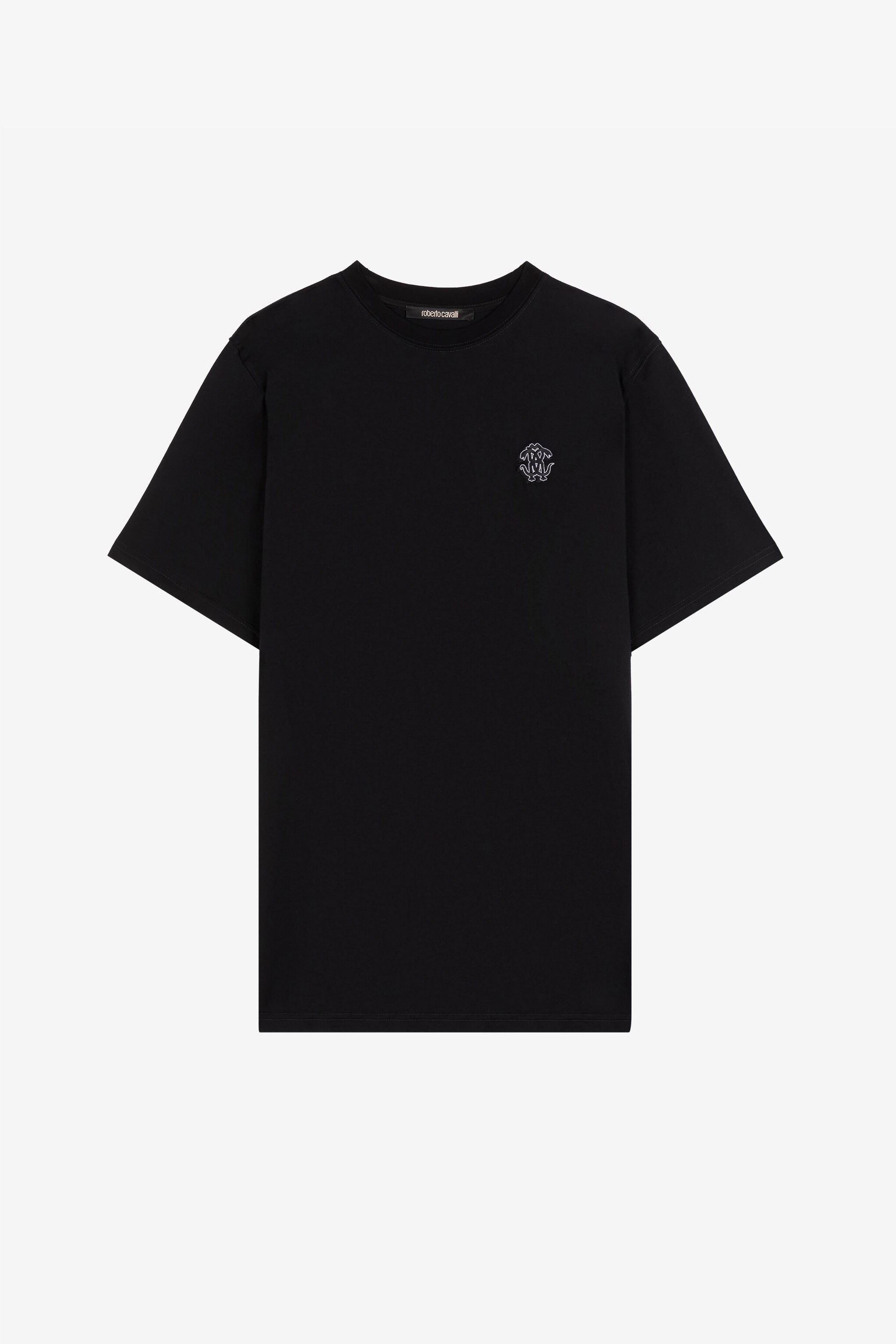 Camiseta de algodon Mirror Snake en Negro de Hombre Roberto Cavalli