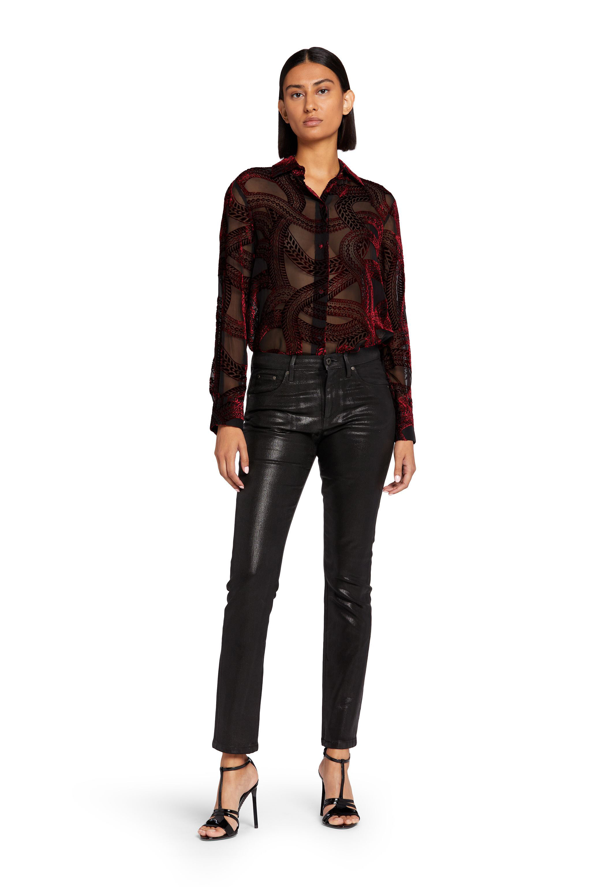 RC Snake Velvet-Devoré Shirt BURGUNDY/BLACK JQT705-VN284