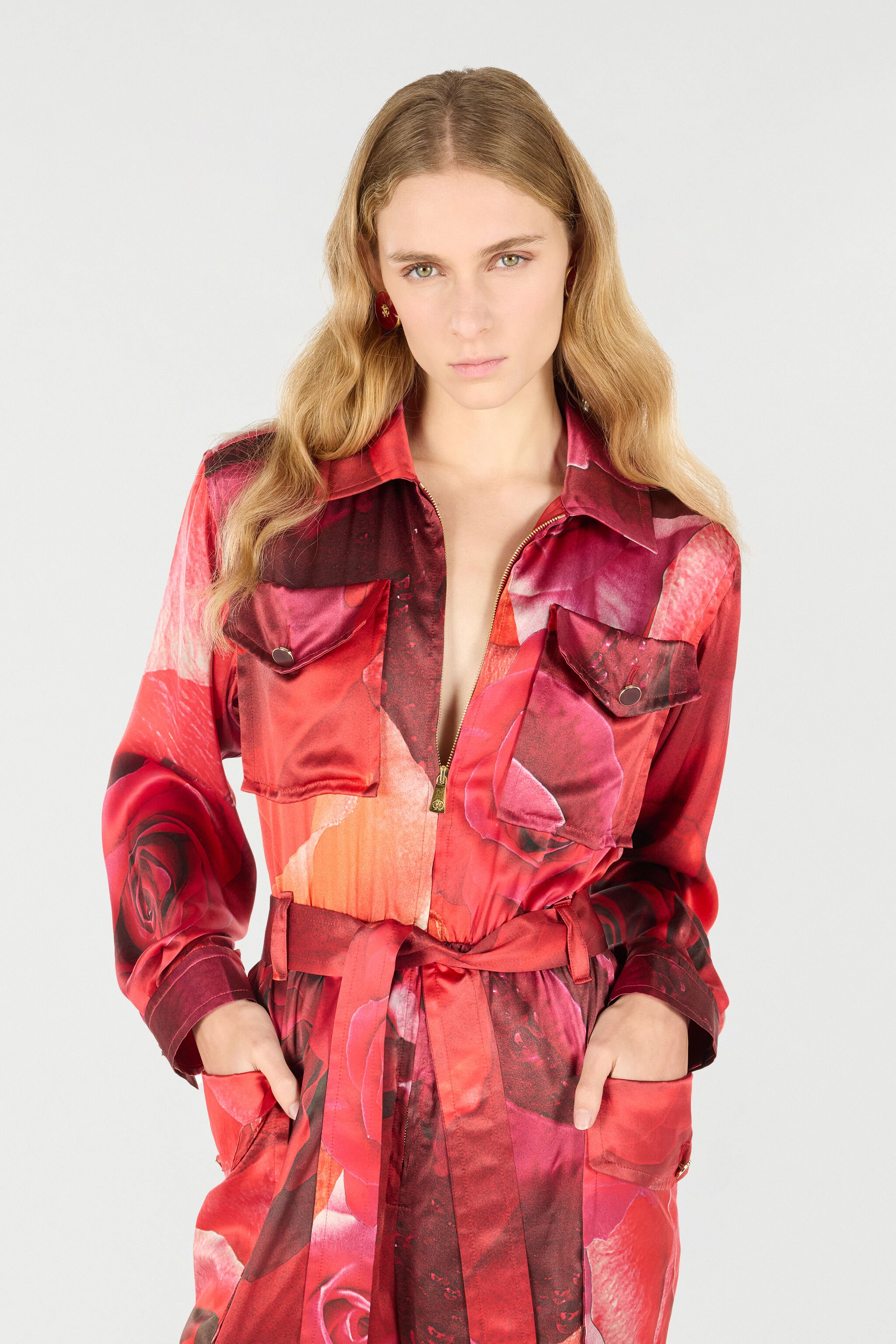 RC Combinaison Chemise À Imprimé Roses Rouge UKT100-RYN48