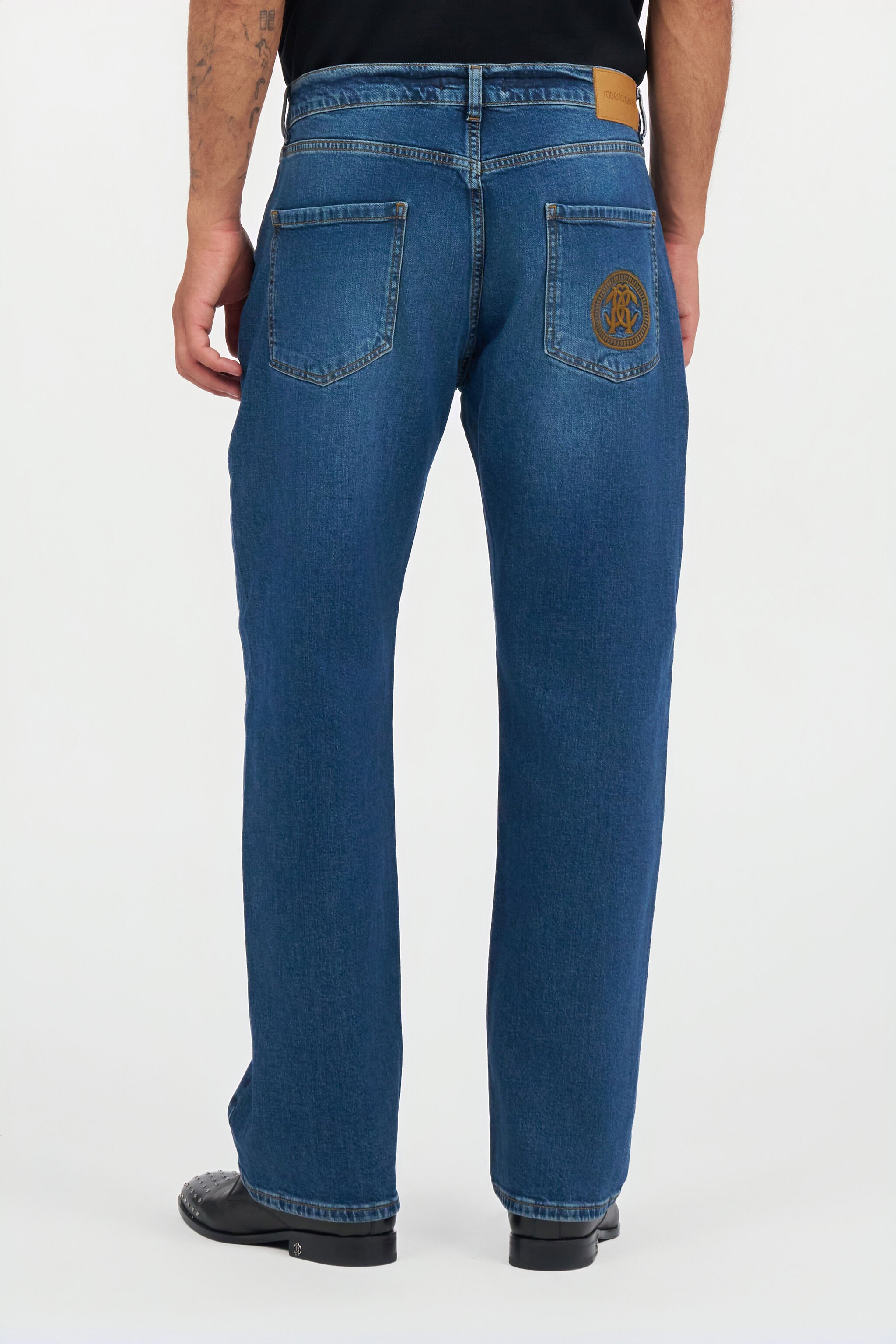 RC Blue Denim Jeans With Monogram RC DARK BLUE QOJ250-DLO02