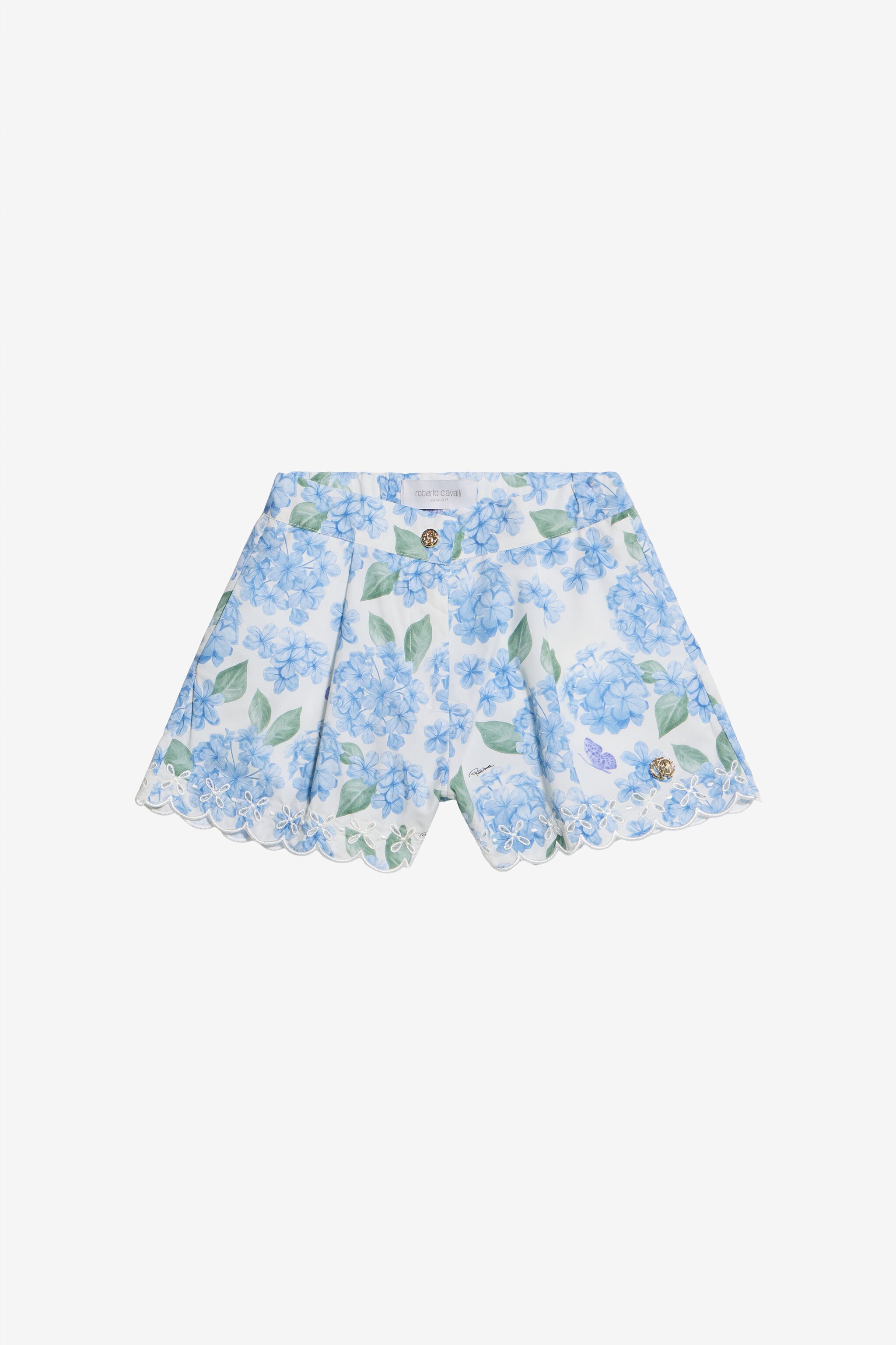 JU Shorts aus Baumwolle mit Plumago-Print WHITE/BLUE WJT23H-7MR13