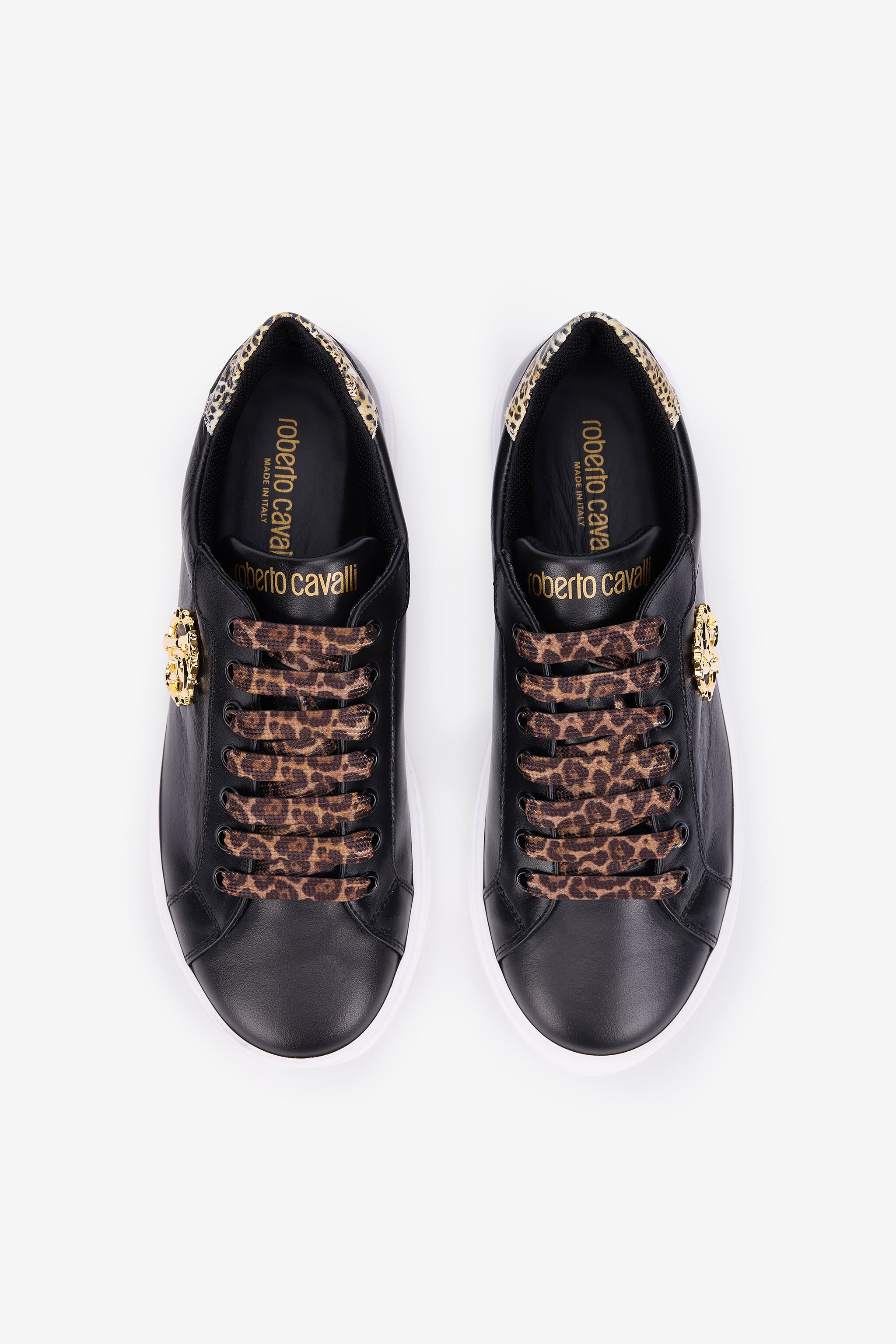 RC Black Leather Sneaker With Monogram RC BLACK QOS01J-PZO13