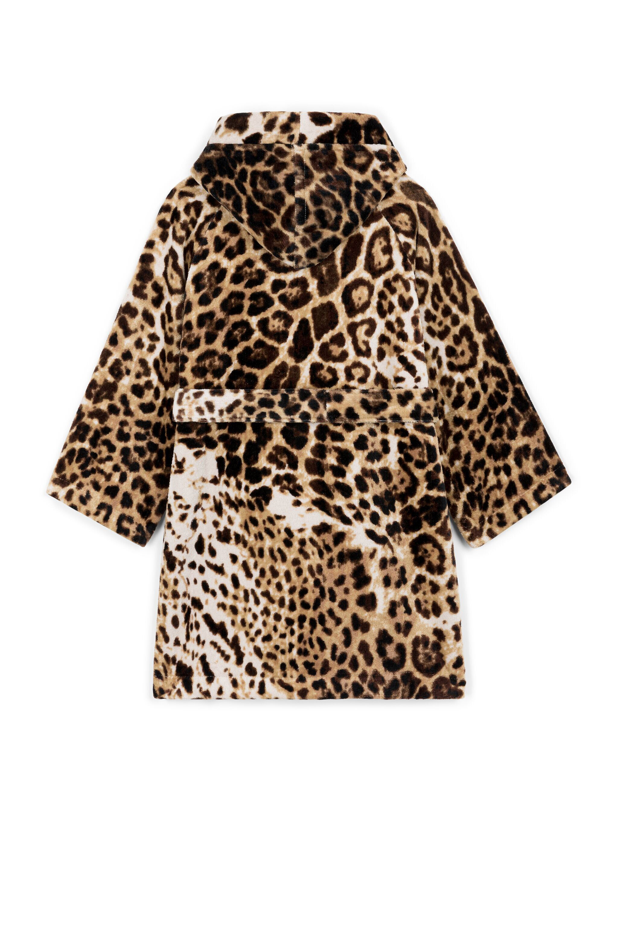RC Leopard-Print Cotton Bathrobe Brown 223150-#0000