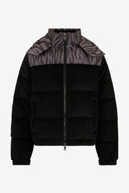 ${brand} Black Corduroy Down Jacket With Zebra Print ${colorDescription} ${masterID}