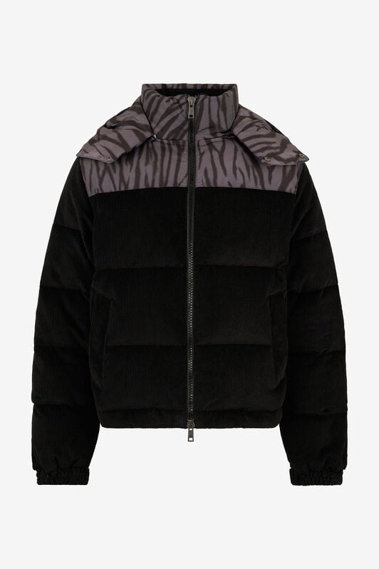 RC Black Corduroy Down Jacket With Zebra Print RC Black Corduroy Down Jacket With Zebra Print NERO/NERO ROT80G-OQS30