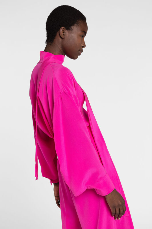 RC Tie-Neck Silk Top FUCHSIA OQT706-SY001