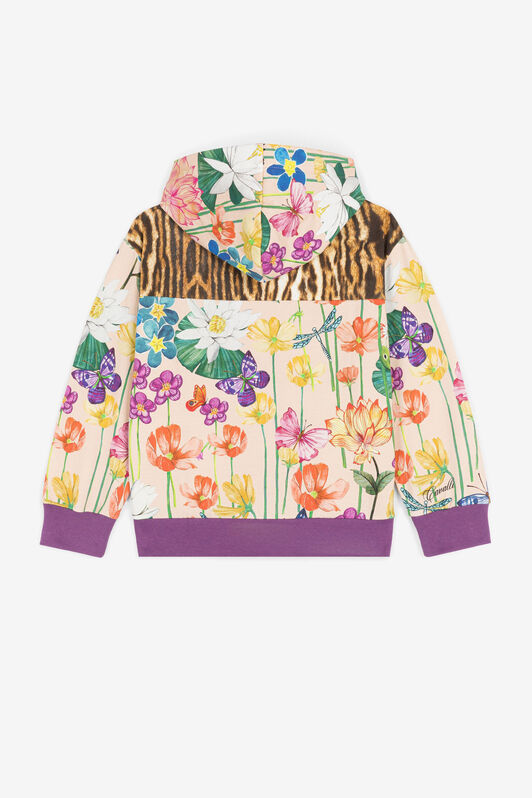 JU Sweat à capuche zippé à imprimé floral et léopard Rose PJT941-GBF23