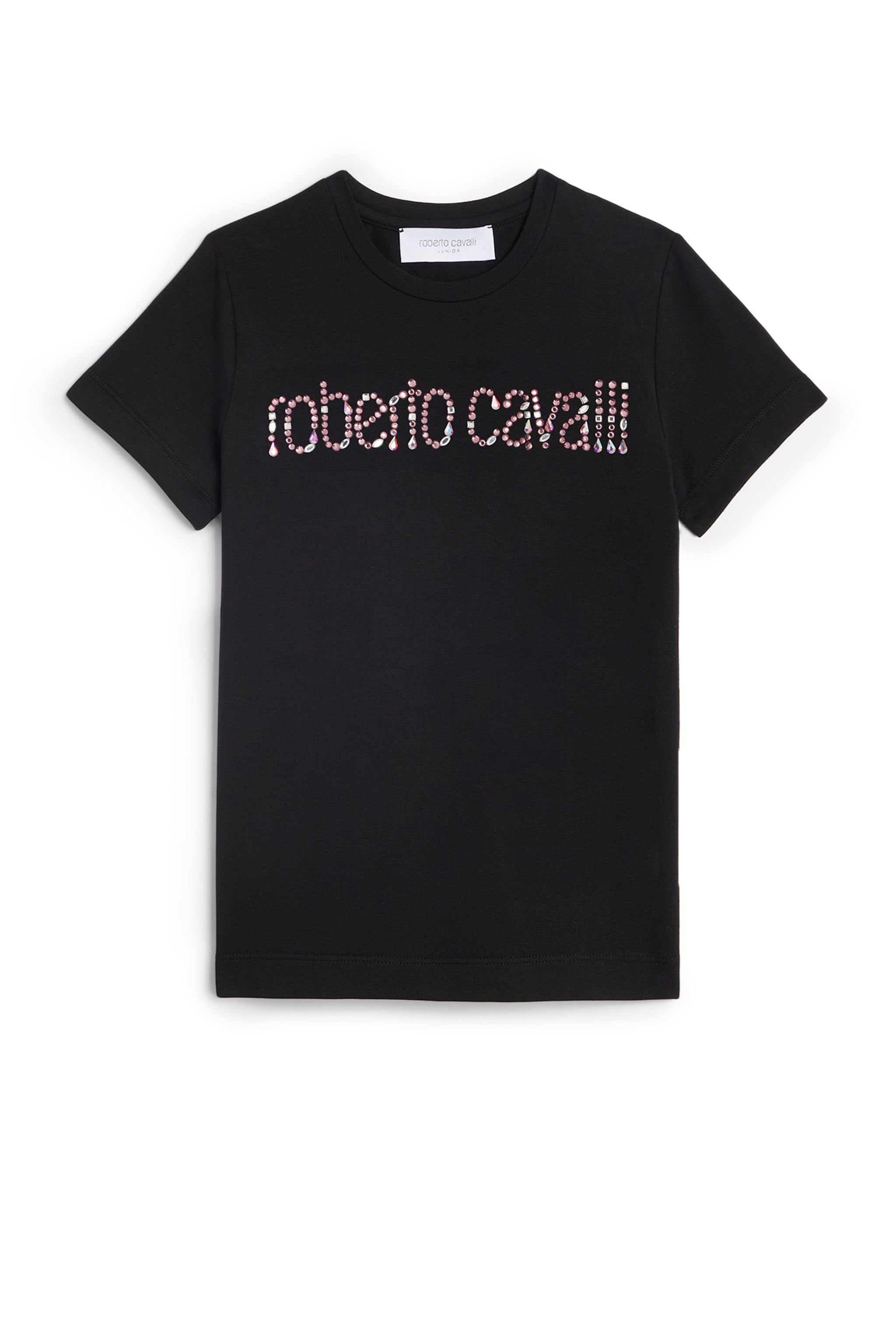 JU T-Shirt mit Strass-Logo BLACK JJT611-JV025