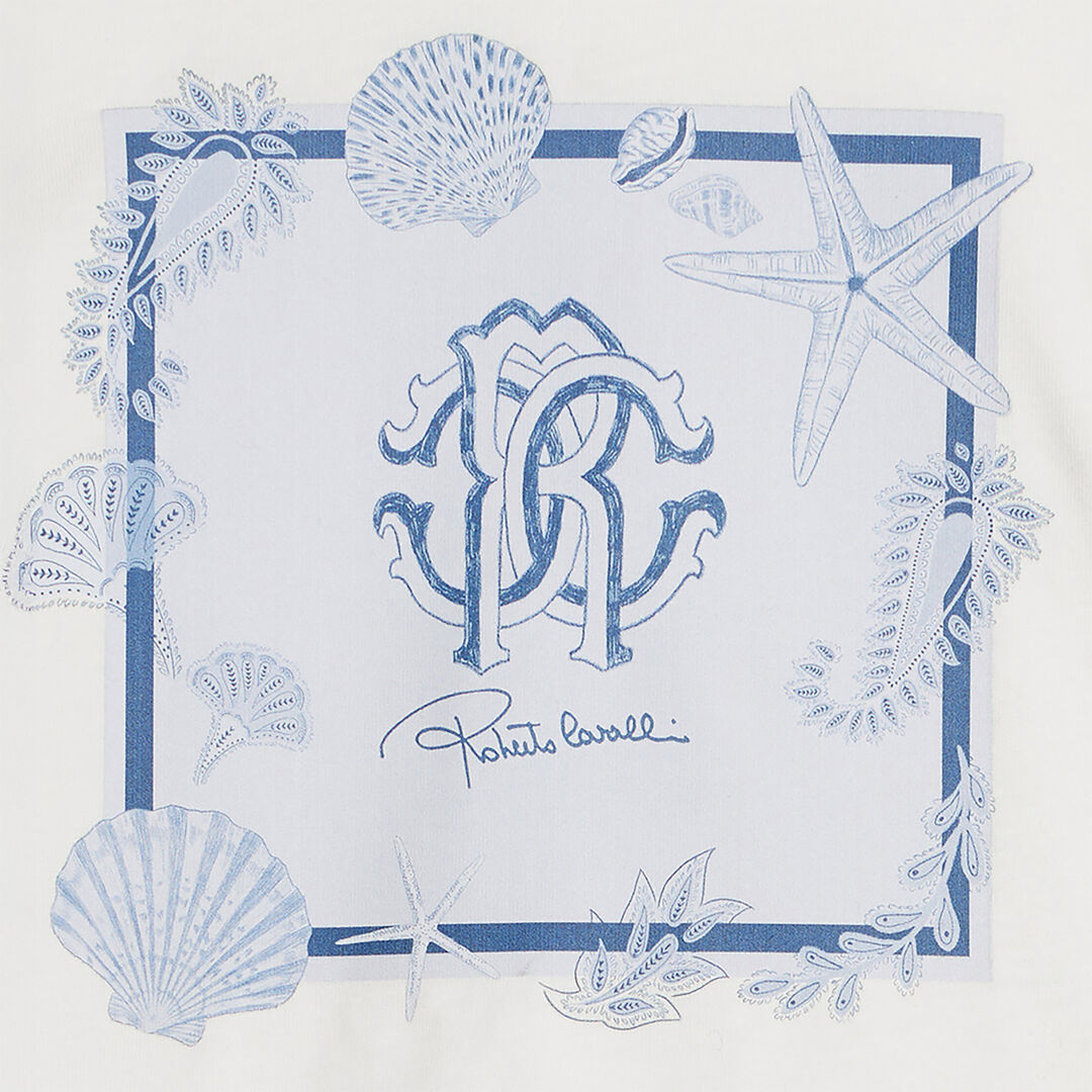 JU T-Shirt Con Stampa Marina E Monogram RC Bianco UJT603-JD001