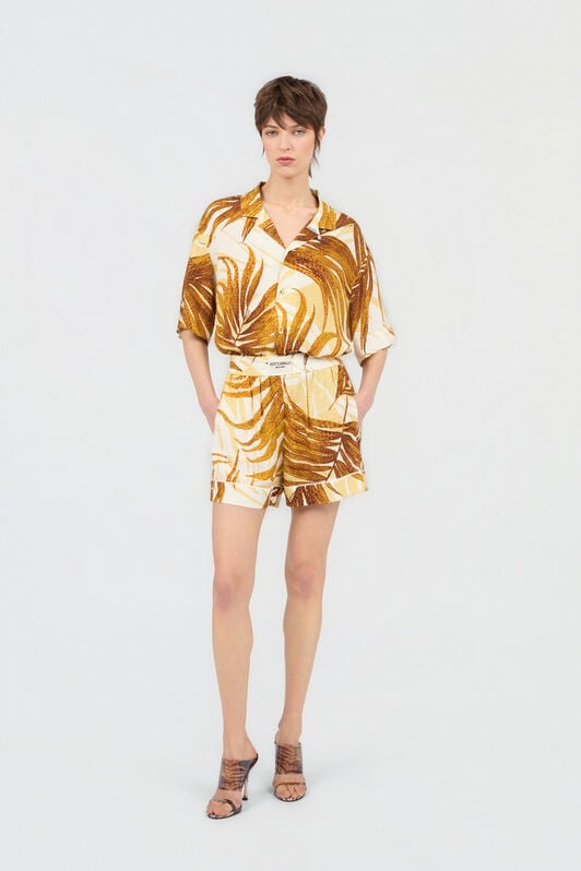 JC Golden Palm Print Shorts DAFFODIL WFT180-WF557