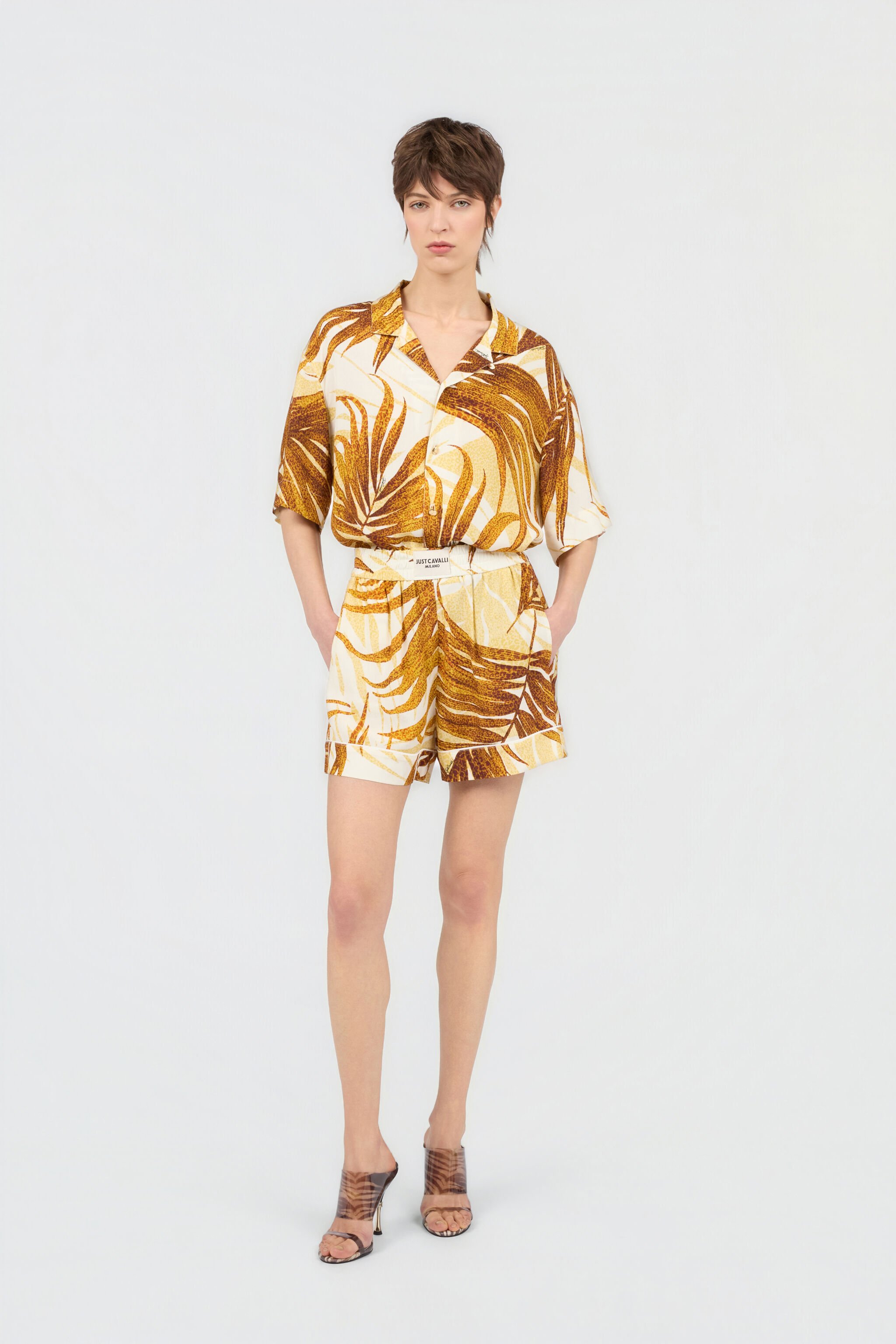 JC Golden Palm Print Shorts DAFFODIL WFT180-WF557