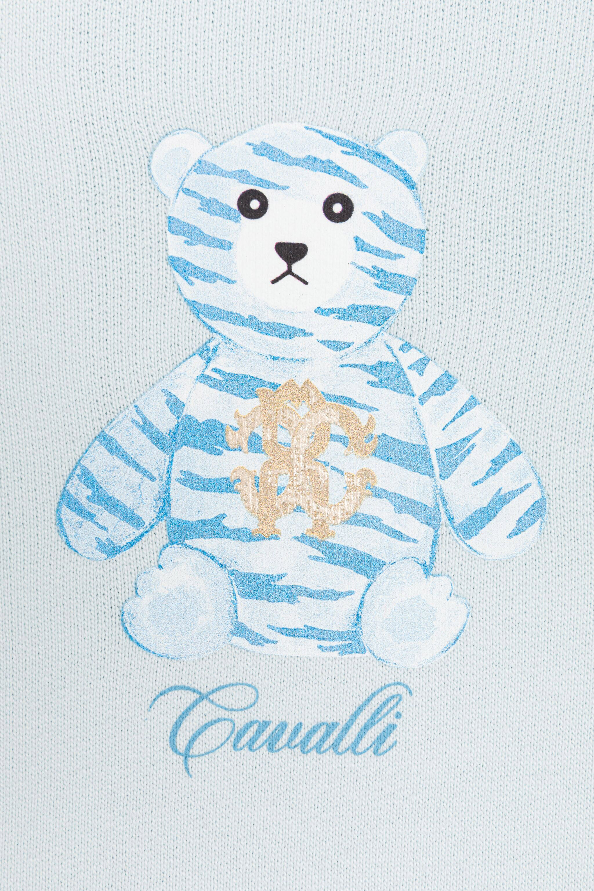 JU Felpa con zip e stampa Teddy Bear Azzurro RJT907-CF050