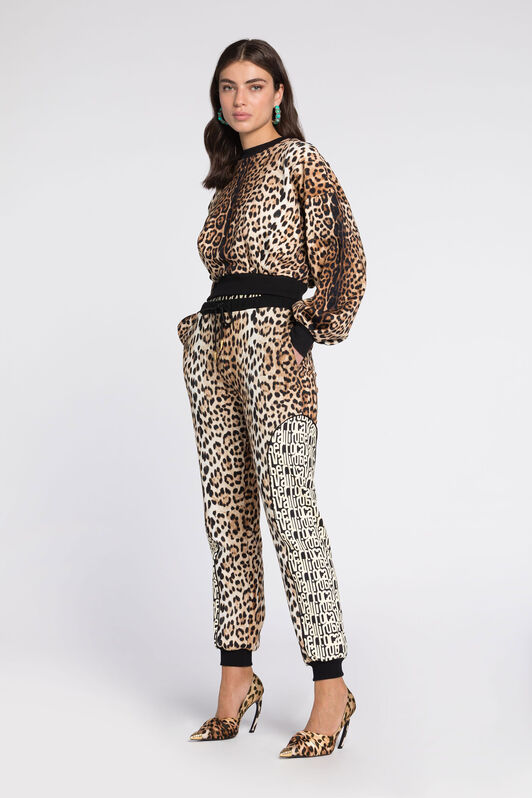 RC Leopard And Logo-Print Cotton Track Pants RC Leopard And Logo-Print Cotton Track Pants Light Brown RKT20A-2OH26