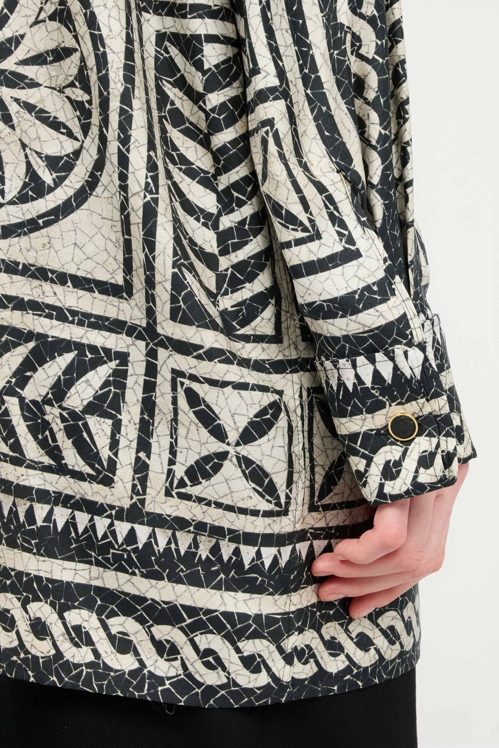 RC Silk Shirt with Mosaic Print Black/White VWT160-4QQ73