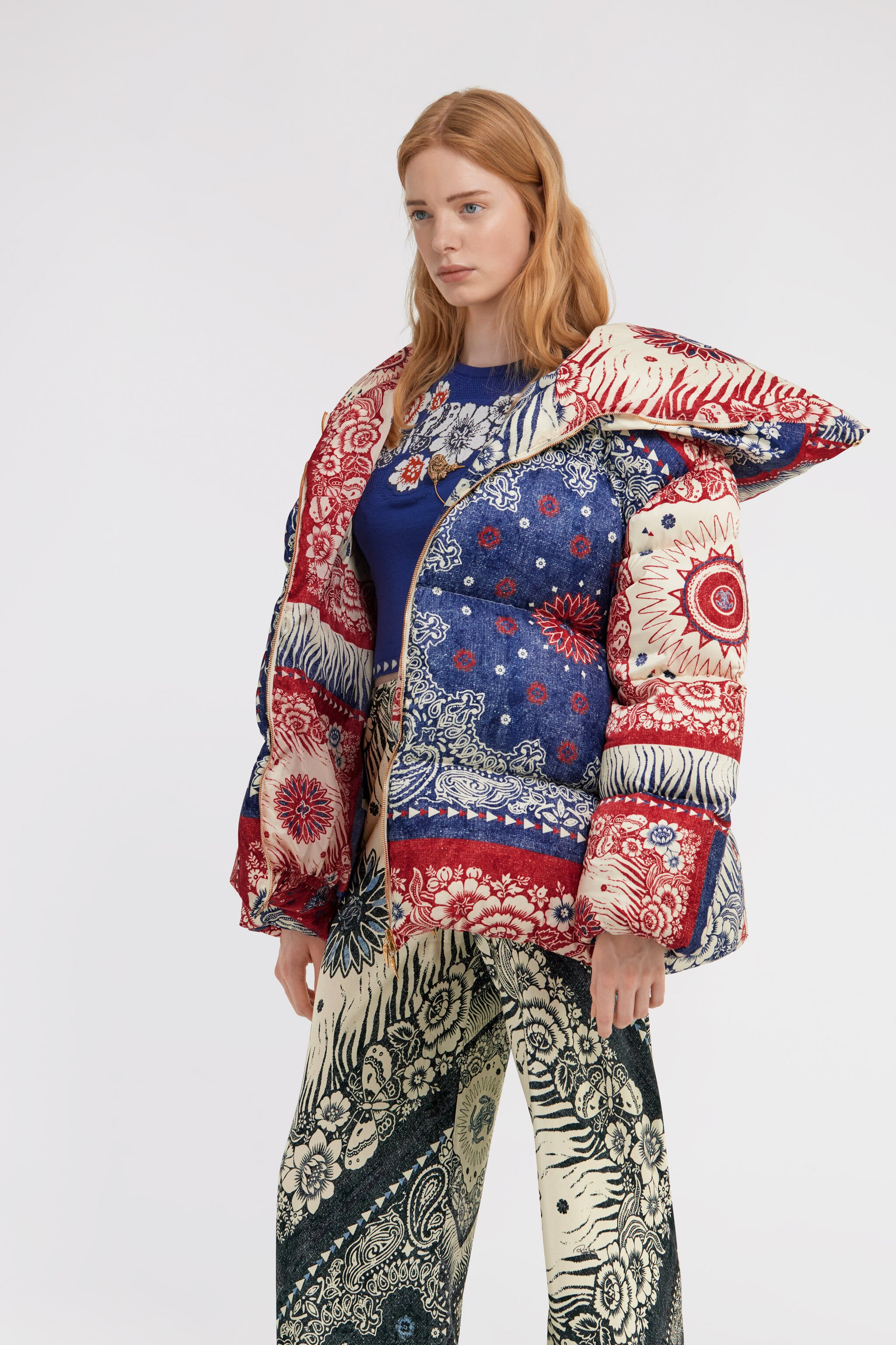 RC Bandana Print Puffer Jacket Blue TKT800-SRN05