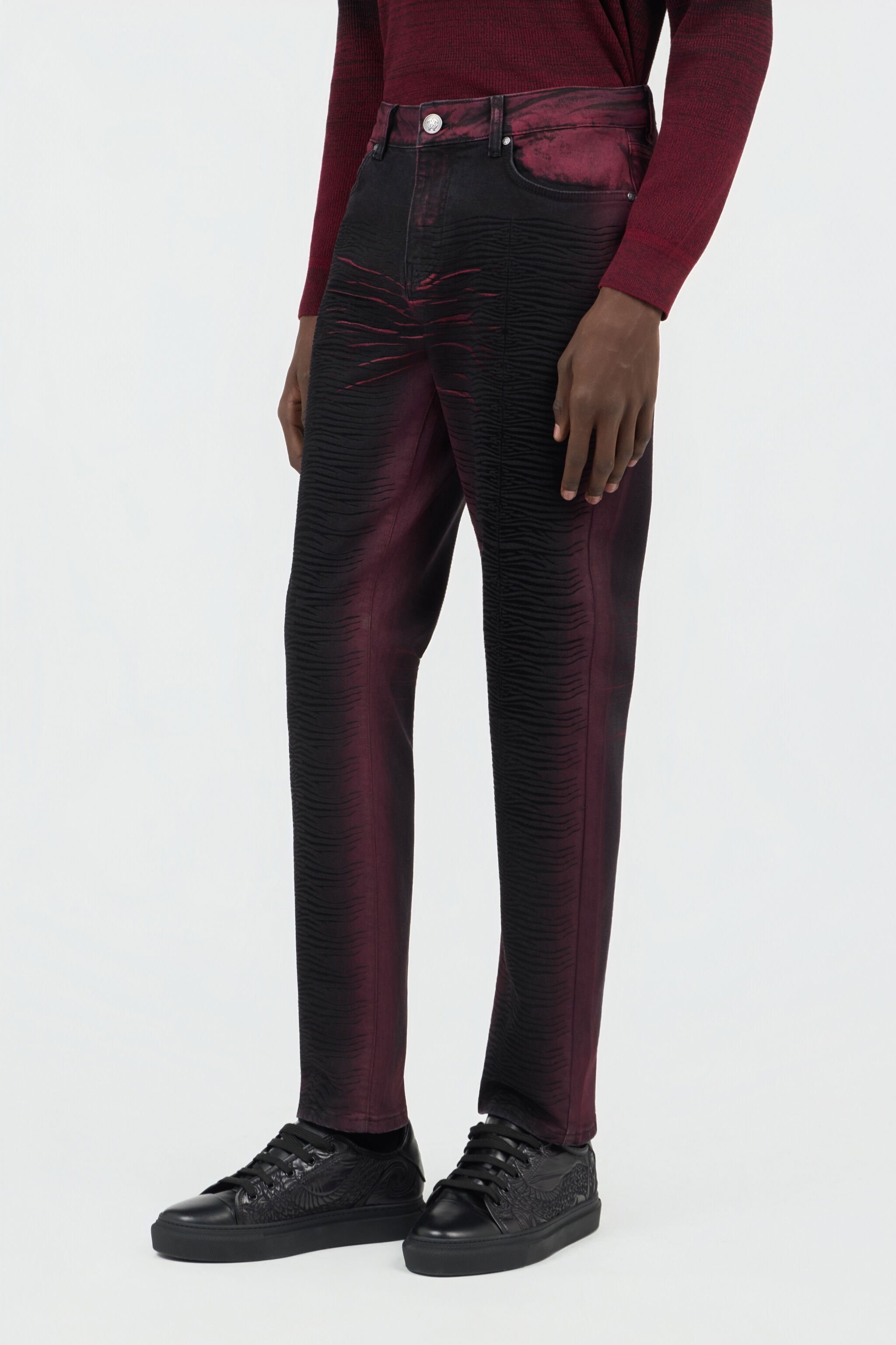 RC Red And Black Textured Jeans RED/BLACK SOJ20D-DN021