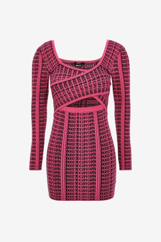 JC Just Cavalli Logo Mini Dress Fuchsia RKT931-RK438