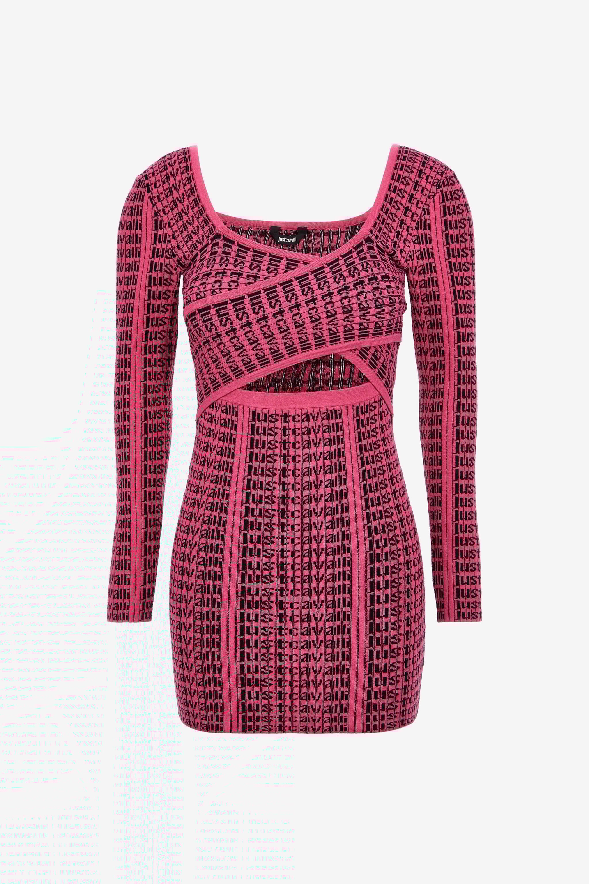 JC Just Cavalli Logo Mini Dress Fuchsia RKT931-RK438