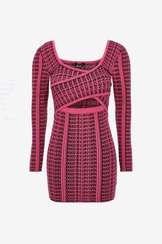 JC Just Cavalli Logo Mini Dress JC Just Cavalli Logo Mini Dress Fuchsia RKT931-RK438