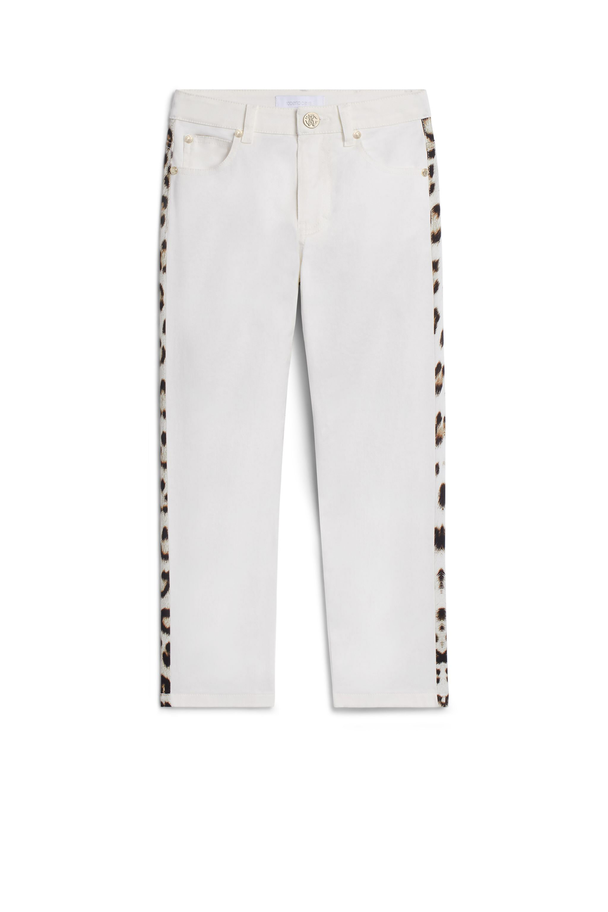 JU White and leopard print jeans MILKY WHITE IJT203-CE035