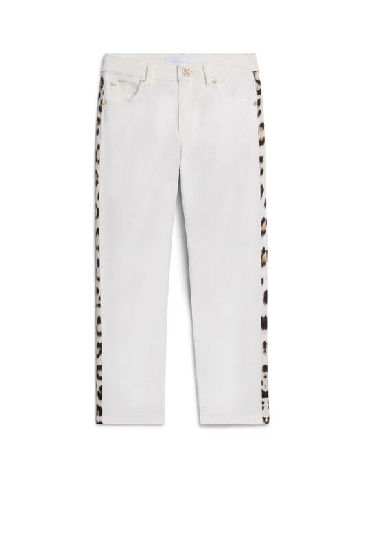 JU White and leopard print jeans JU White and leopard print jeans MILKY WHITE IJT203-CE035