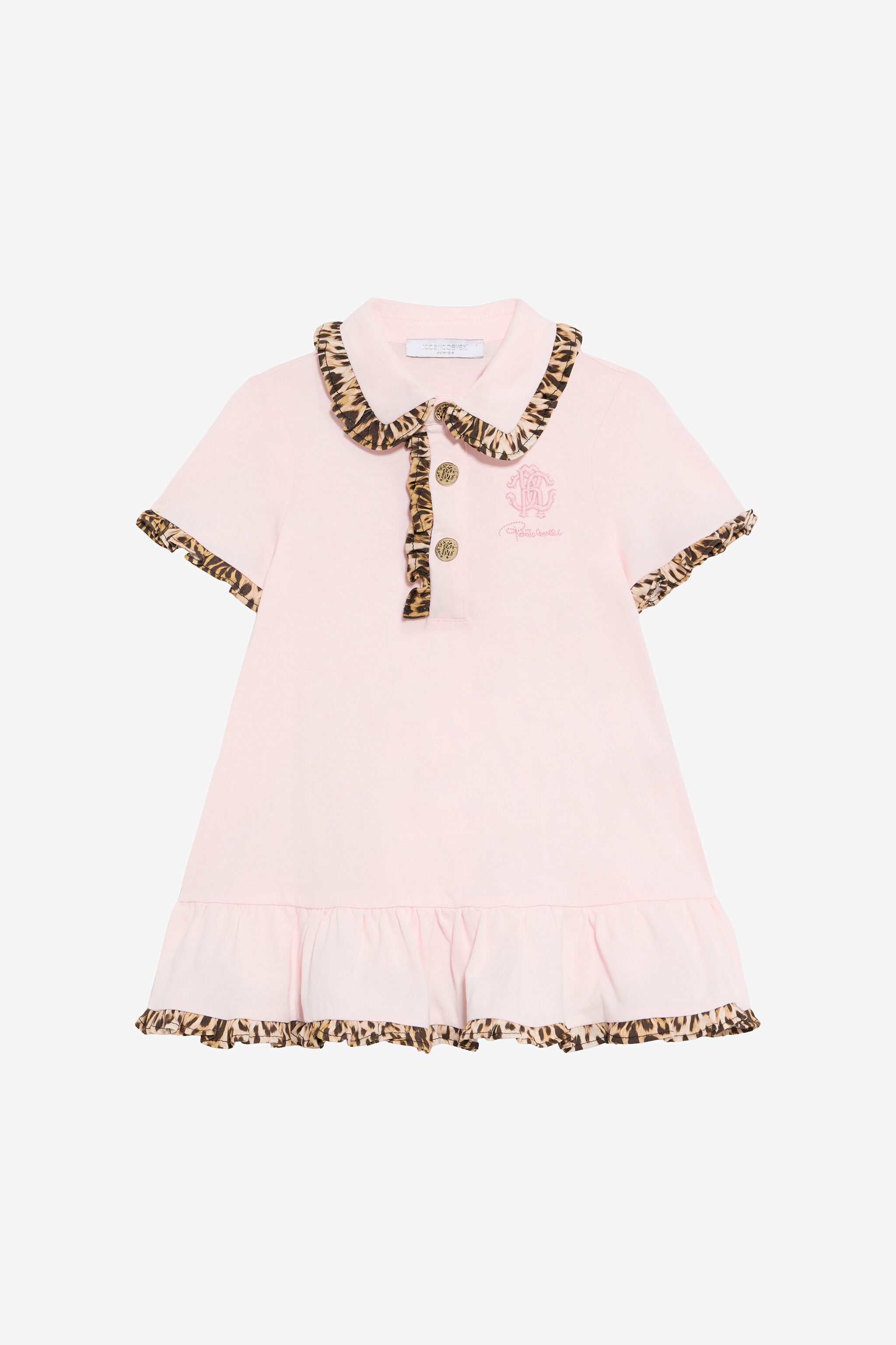 JU Baby Pink Dress with Jaguar Skin Inserts BABY ROSE VJT108-JD001