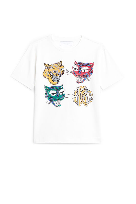 JU T-Shirt mit Laughing Tigers Print MILKY WHITE JJT60A-JV025