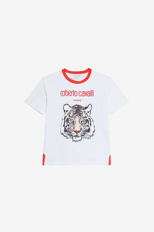 JU Optical White T-Shirt with Tiger Print OPTICAL WHITE VJT60J-JD001