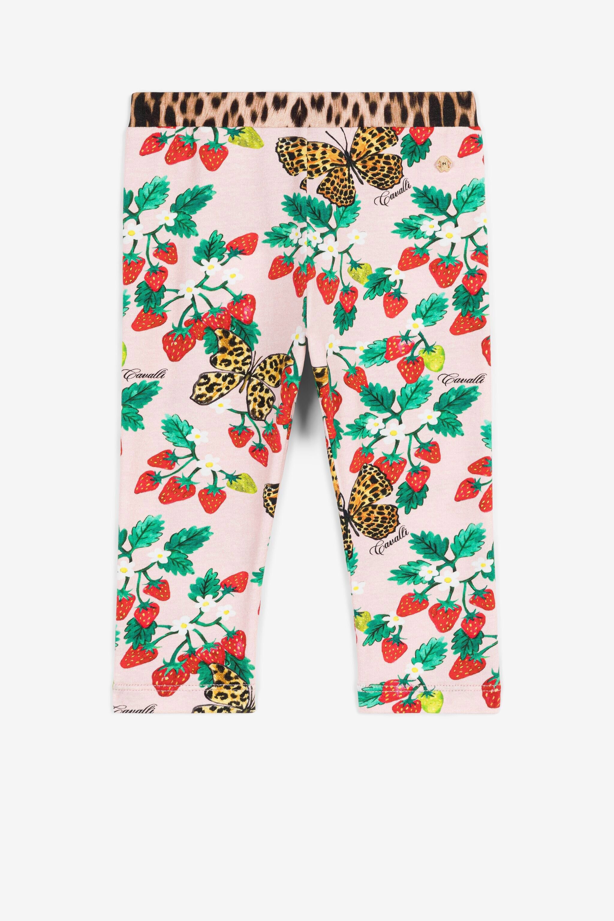 JU Leggings con stampe farfalla e fragole Rosa QJT215-JVF64