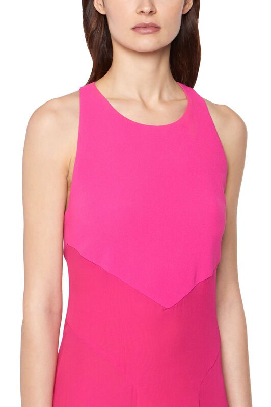 RC Long geranium silk georgette dress Fucsia HQT130-GG001