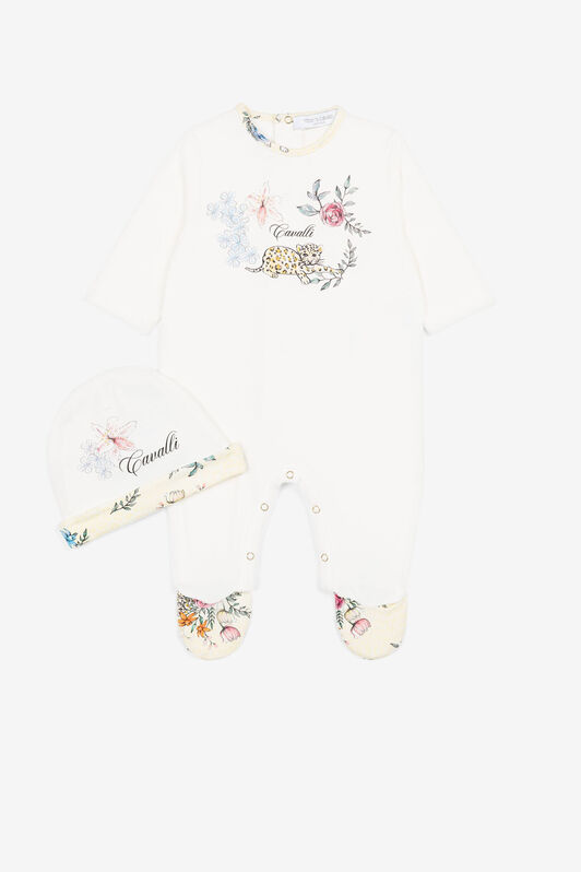 JU Jaguar And Flower-Print Babygrow Set JU Jaguar And Flower-Print Babygrow Set White QJT839-JV025