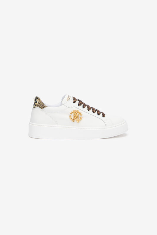RC White Sneaker With Leopard Print And RC Monogram RC White Sneaker With Leopard Print And RC Monogram WHITE QOS01J-PZO13