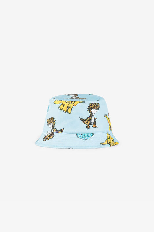 JU Cappello da pescatore con logo e stampa dinosauri JU Cappello da pescatore con logo e stampa dinosauri Azzurro QJZ003-5RF59