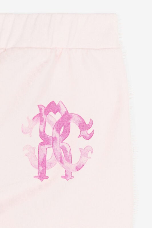 JU Monogram-print lace-trim track pants Pink QJT244-CF050
