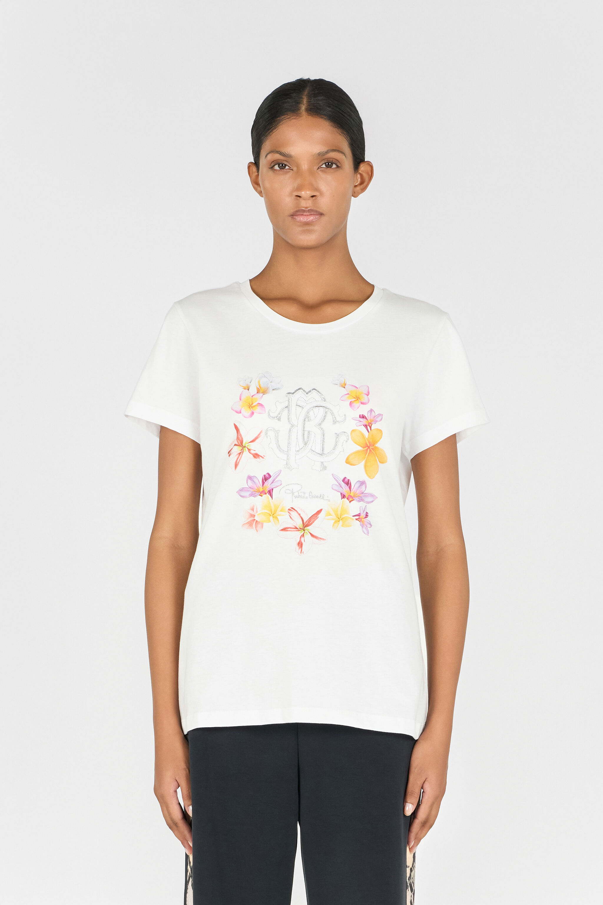 RC Flower and Monogram RC T-shirt White OOT60D-JD060