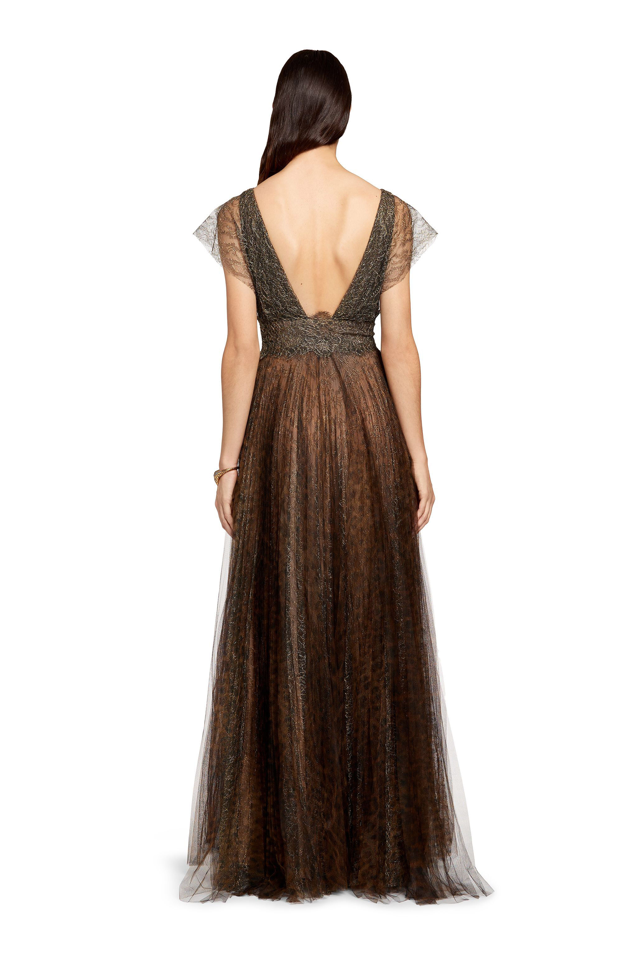 RC Maxikleid aus Tüll mit Leopardenmuster DARK GREY/GOLD/BRAWN LQT102-RP072