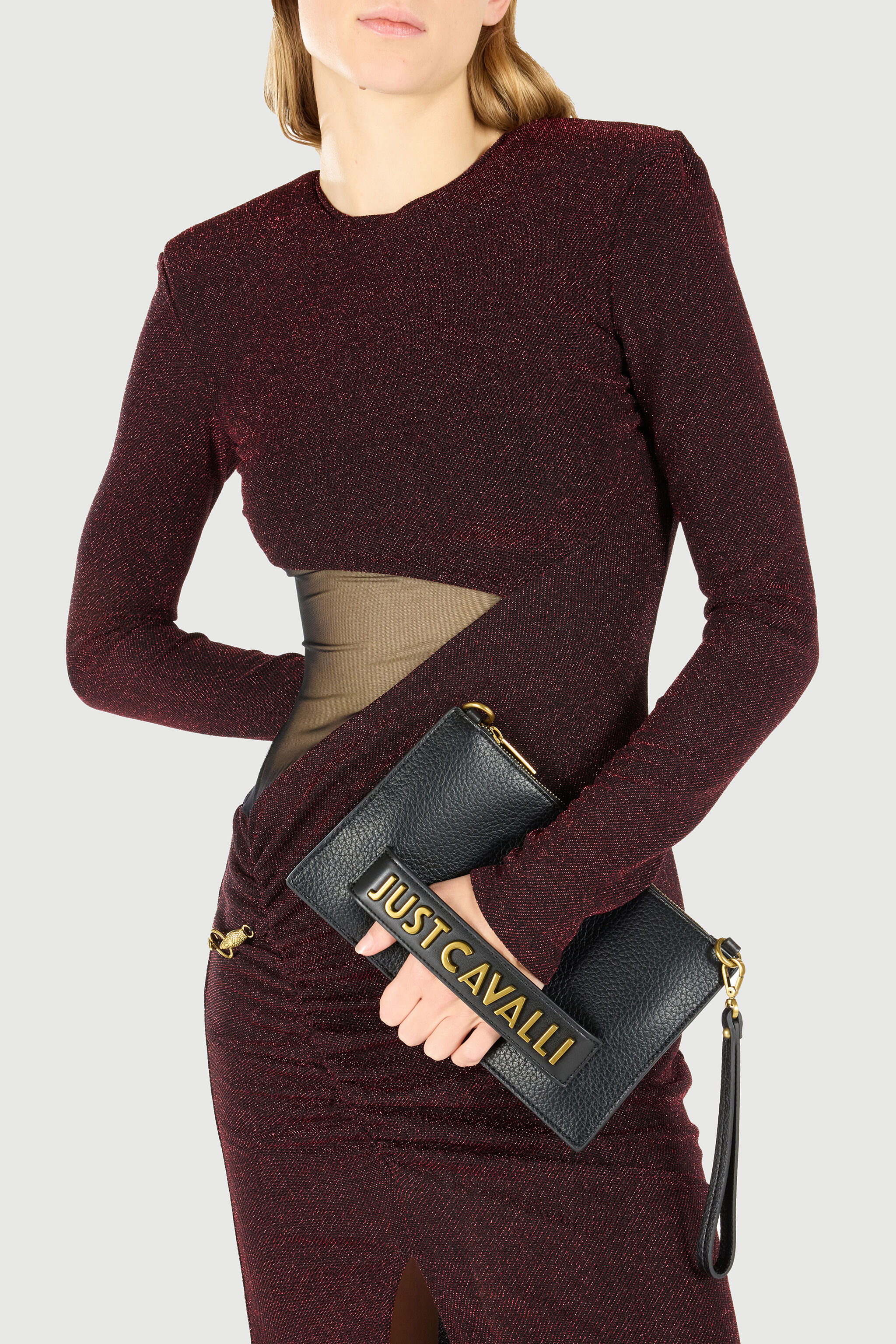 JC Hammered Clutch With Lettering Black TFB064-TF429