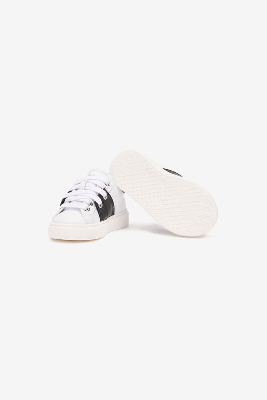 JU Leather Sneakers With Contrasting Inserts WHITE/BLACK TJS02L-PZJ02