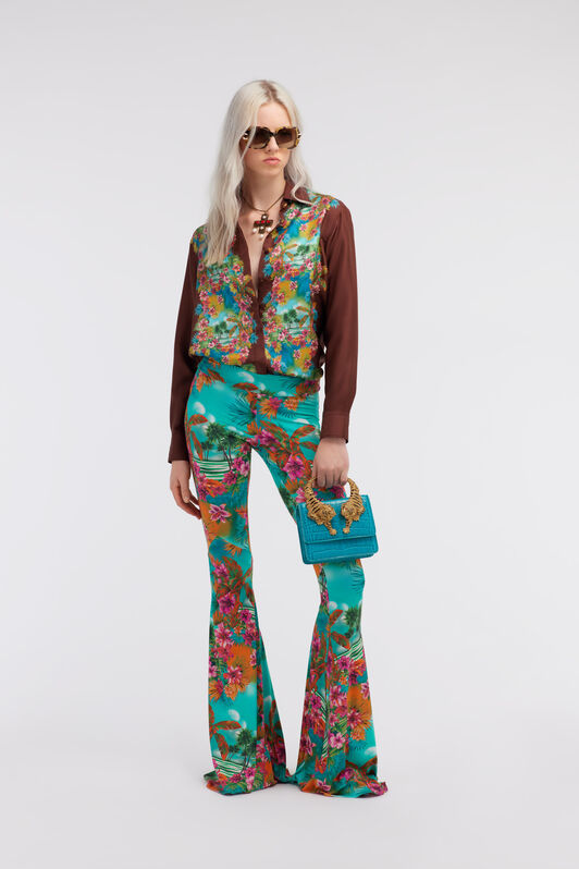 RC Hawaii silk Shirt Dunkelbraun/Hellblau SKT704-4QL29