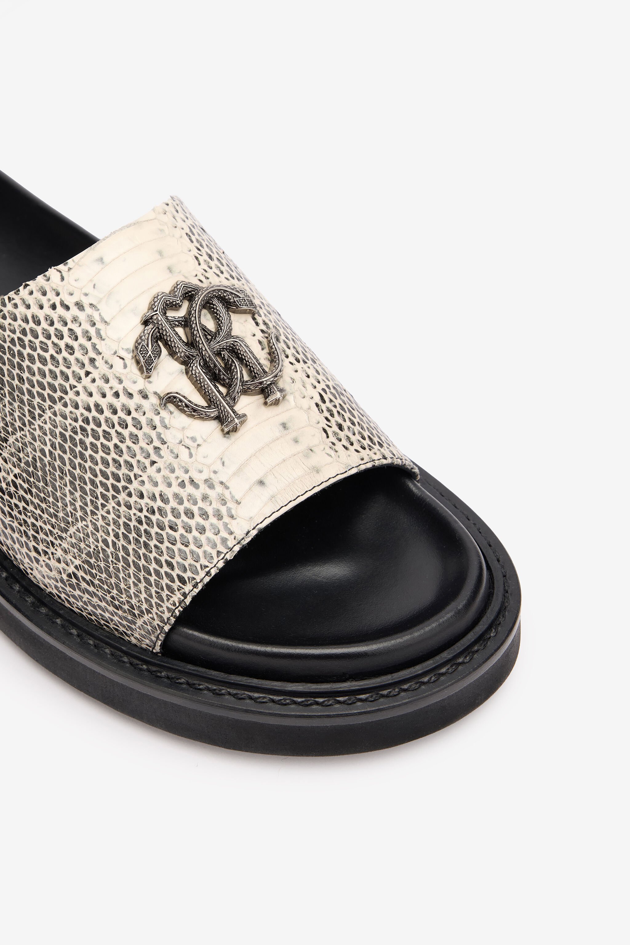 RC Slides With Cobra Print And Mirror Snake Monogram Black/White URS031-PZU07
