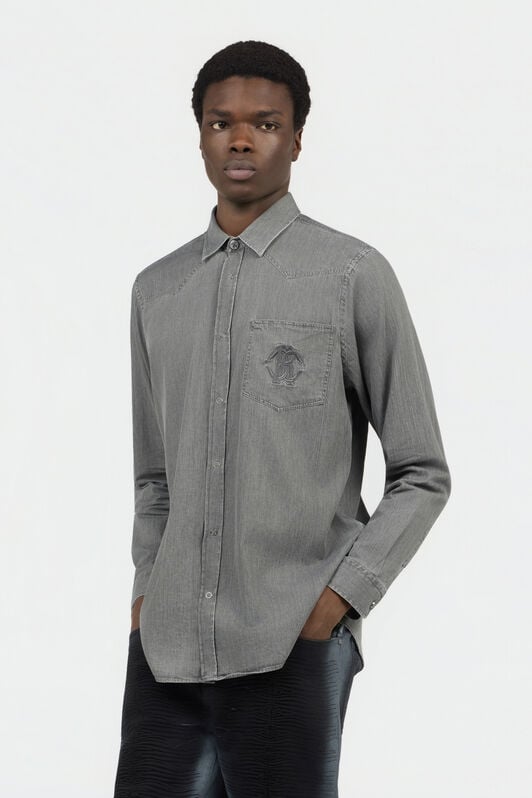 RC Grey Cotton Shirt with Embroidered Logo BLACK SOT70H-CH006