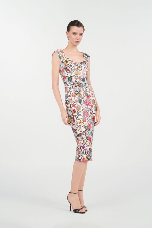 RC Abito Tubino con Stampa Florentine Flowers BEIGE WQT151-NBR29