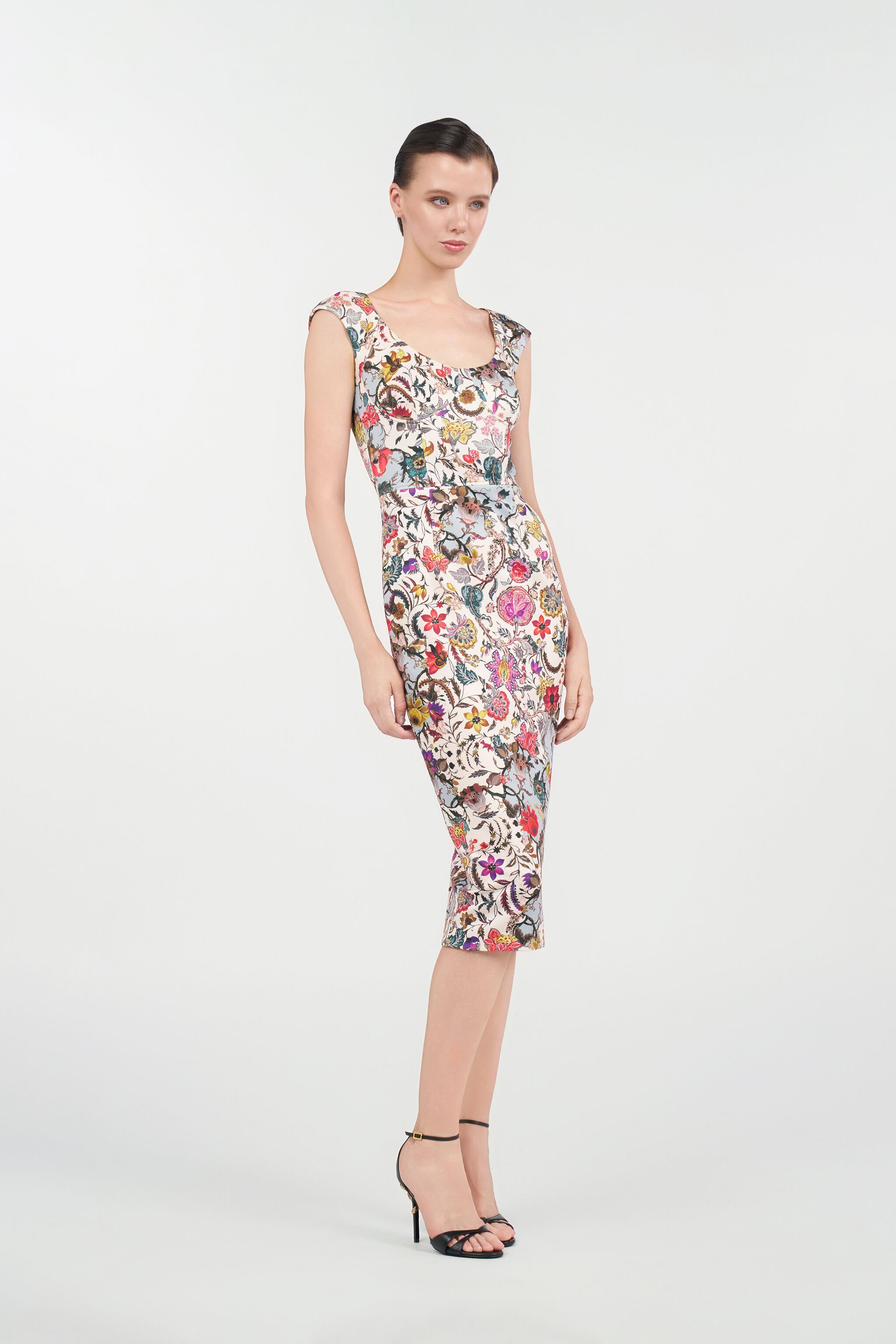 RC Abito Tubino con Stampa Florentine Flowers BEIGE WQT151-NBR29