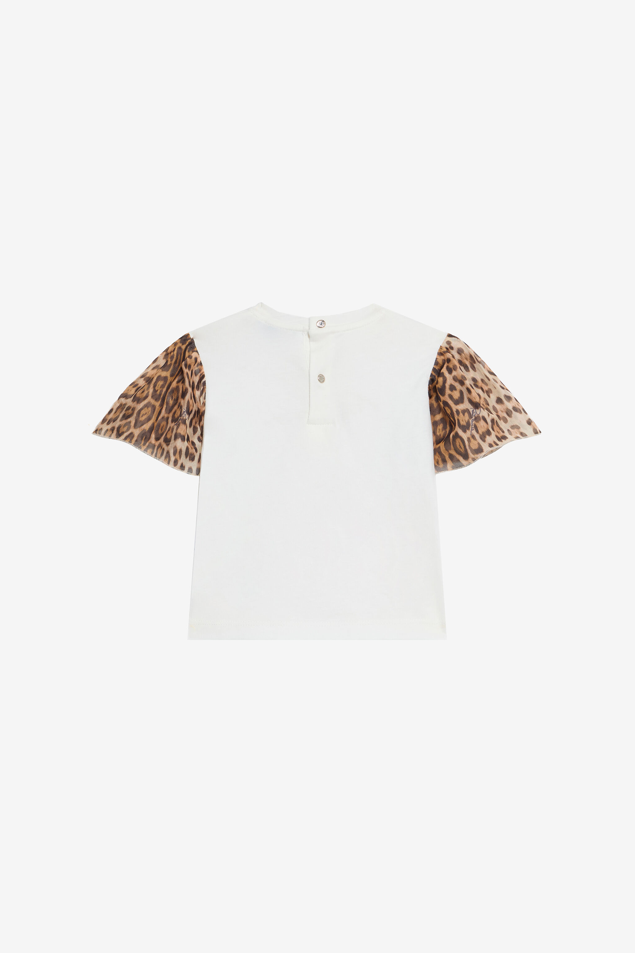 JU Milk White T-Shirt with Jaguar Skin Sleeves MILKY WHITE VJT605-JD001