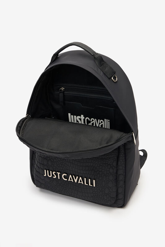 JC Backpack With Crocodile-Effect Design Black UFB002-UF306