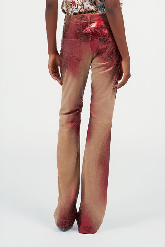 RC Schlaghose aus Metallic-Leder SAND/RED WQP221-PC002